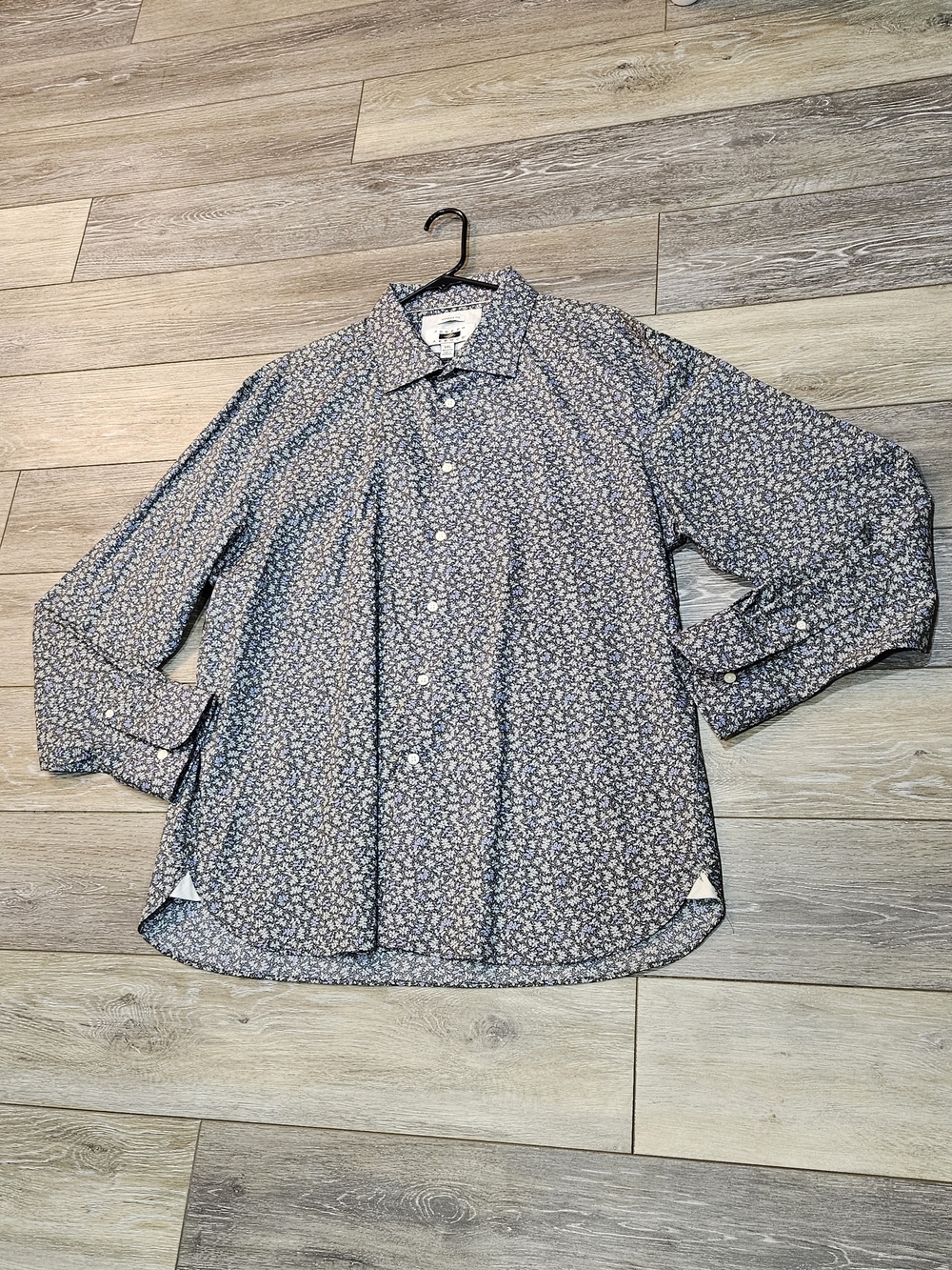 Joseph Abboud Navy Blue Floral Button-Up Shirt Size XXL